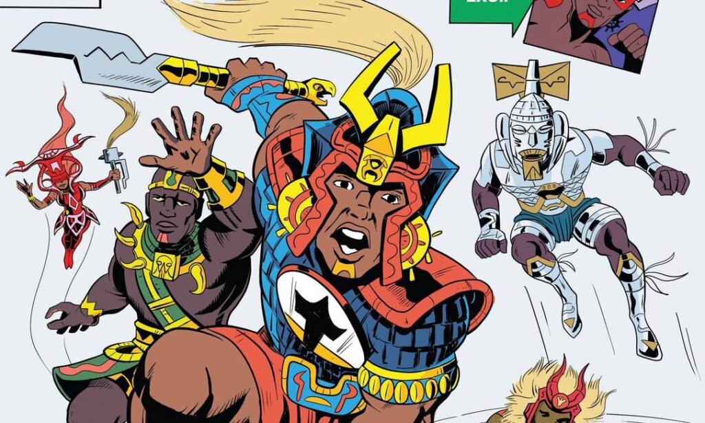 Capa de "The Orixas", inspirada na estética de Jack Kirby Foto: Hugo Canuto