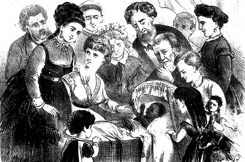 Charge sobre o projeto da Lei do Ventre Livre publicada na Semana Ilustrada (imagem- Biblioteca Nacional Digital). Fonte- Agência Senado